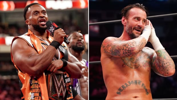 Side by side image of WWE's Big E and AEW's CM Punk
